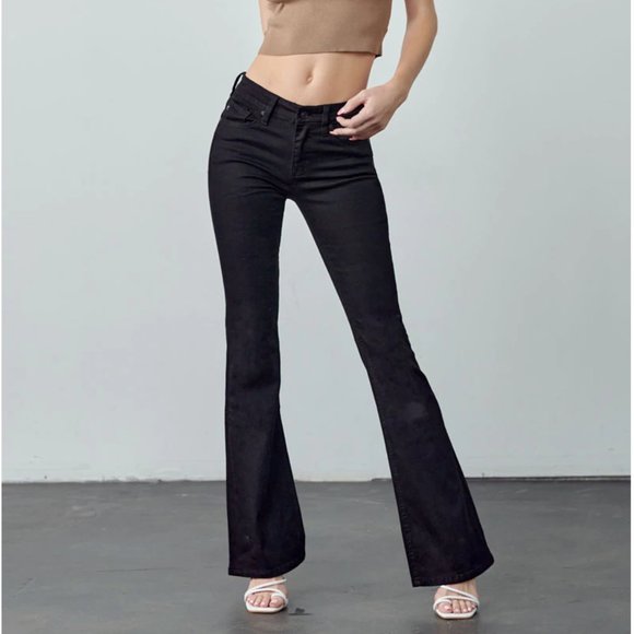 KanCan Denim - KanCan Ilene Mid Rise Flare Jeans Black SZ 30